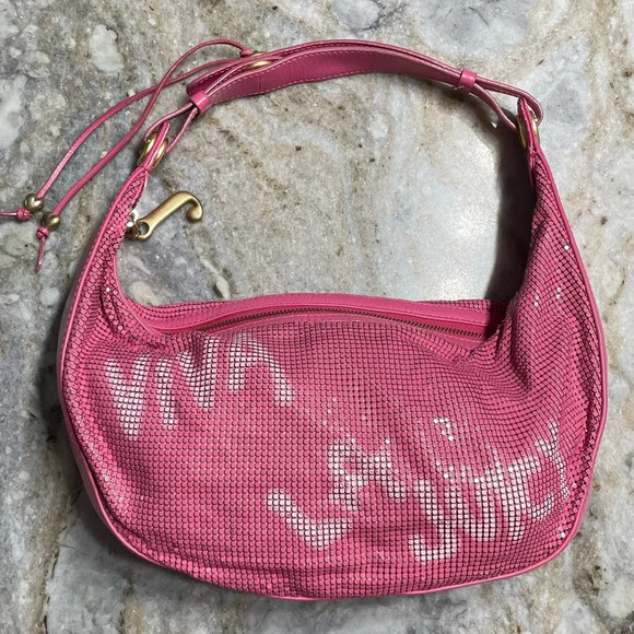Vintage Juicy Couture mesh/chainmail graffiti VIVA LA JUICY Rare shoulder hobo - Picture 14 of 15